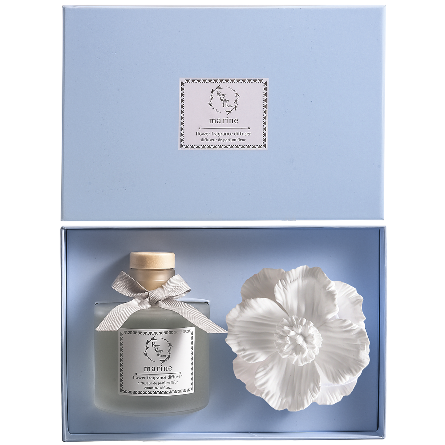 Green - Diffuser Sets Gifts Ceramic Flower (2025)-Pretty Valley Home: White Jasmine-Green