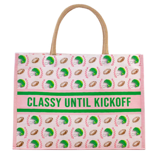 Classy Until Kickoff Juco Tote   Pink/Multi   19x14x7.5