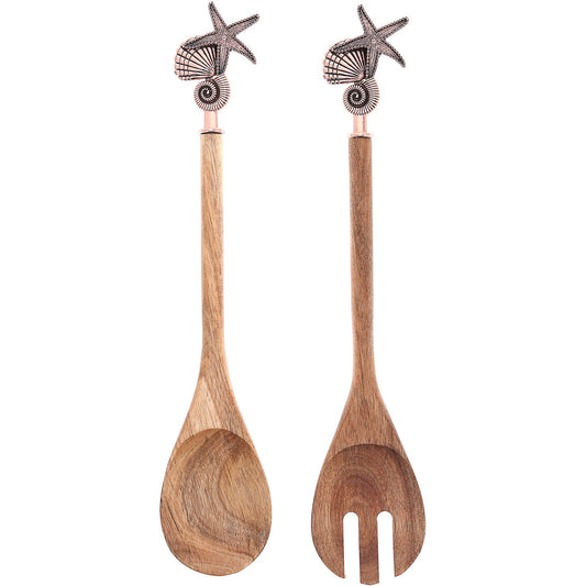 Seashells - 13" Acacia 2 Piece Utensil Set