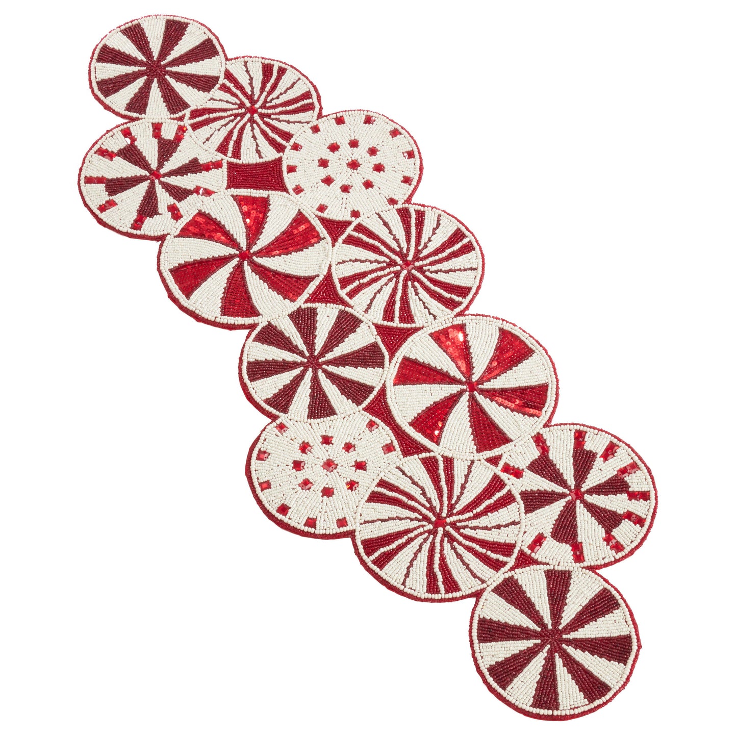 Beaded Candy Cane Runner: Red / 13"x35"