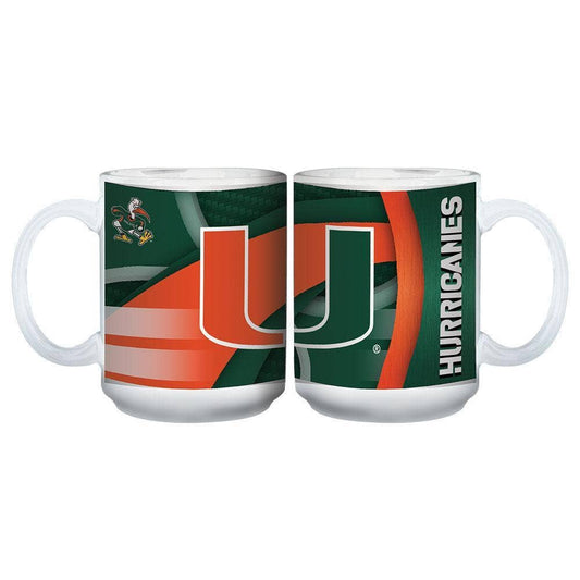 15oz White Carbon Fiber Mug, Miami Hurricanes