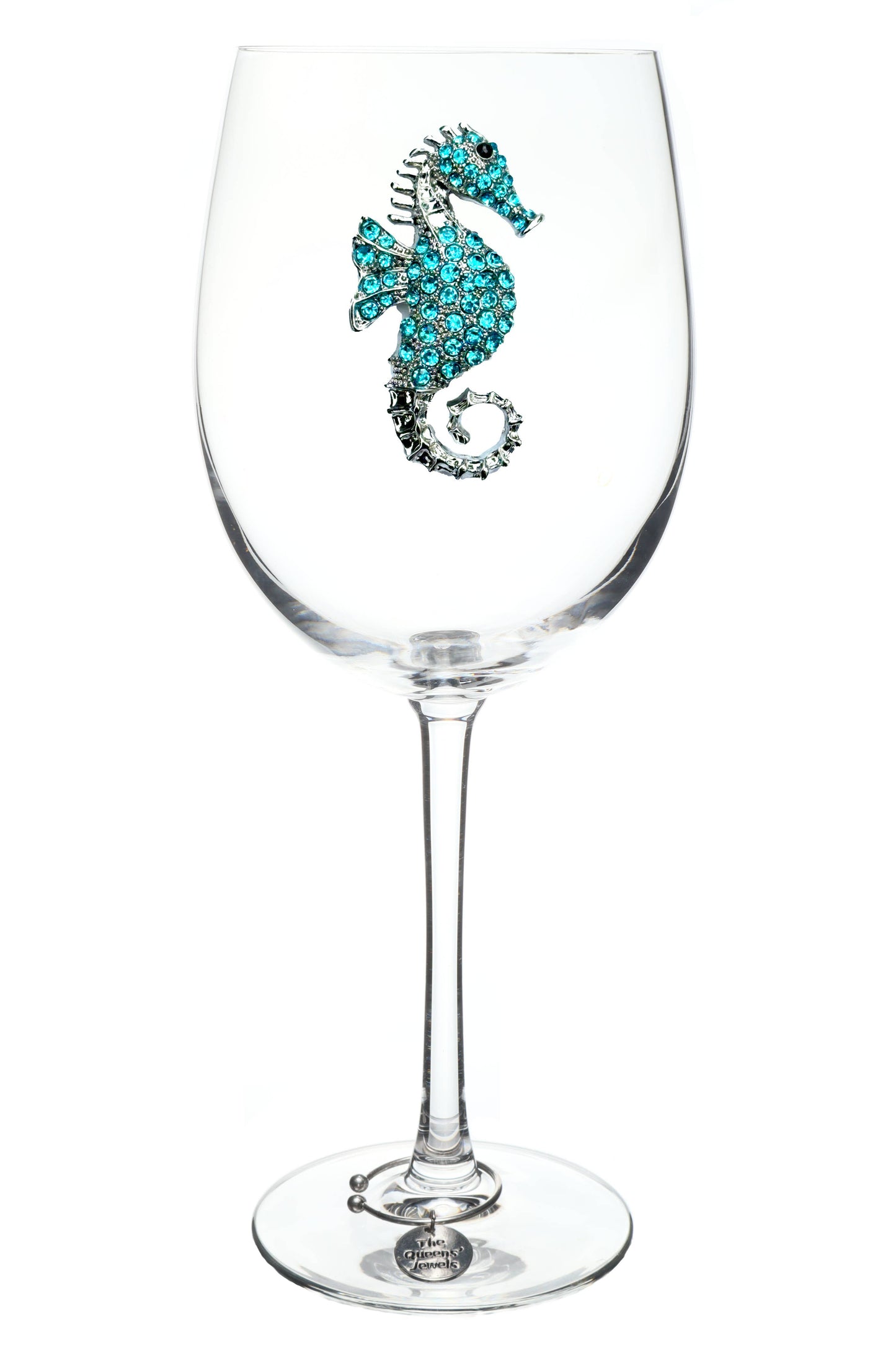Blue Seahorse Stemmed Wine Glass