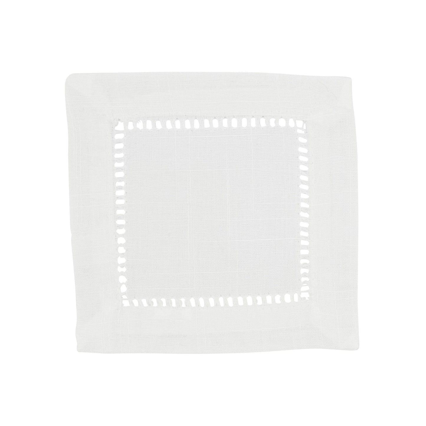 Poly Hemstitched Cocktail Napkin: Ivory / 6"