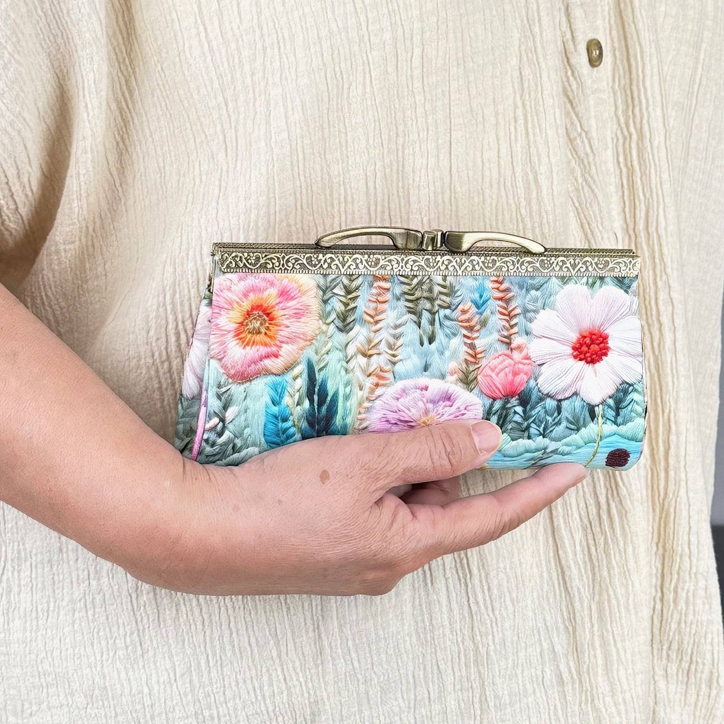 Handmade Sunglass Case, Digital Embroidery Floral Print