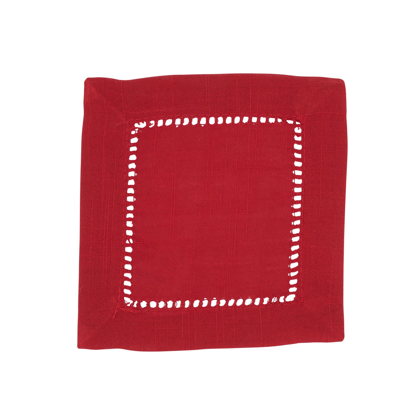 Poly Hemstitched Cocktail Napkin: White / 6"