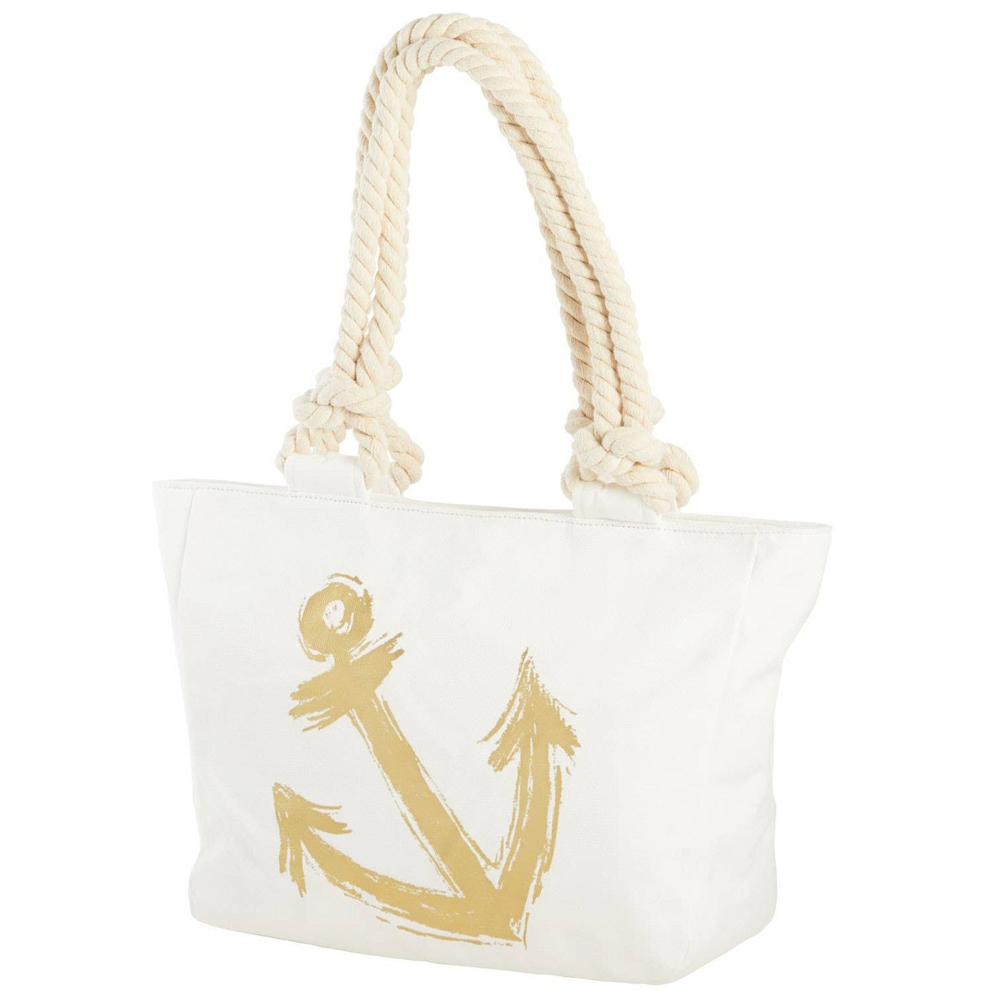 Gold Brush Stroke Anchor White Tote Bag