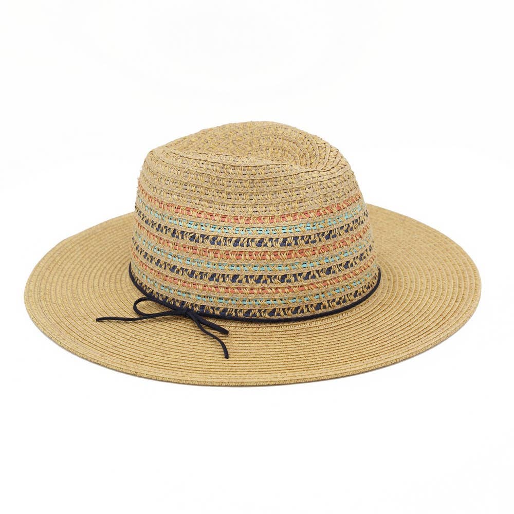 Multicolor Woven Straw Fedora Hat: NA