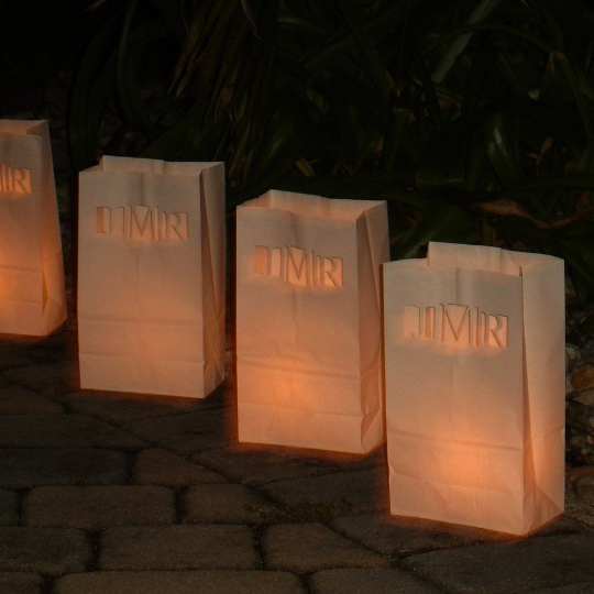 Luminary Bag with Personalized Laser Cut Monogram (White)