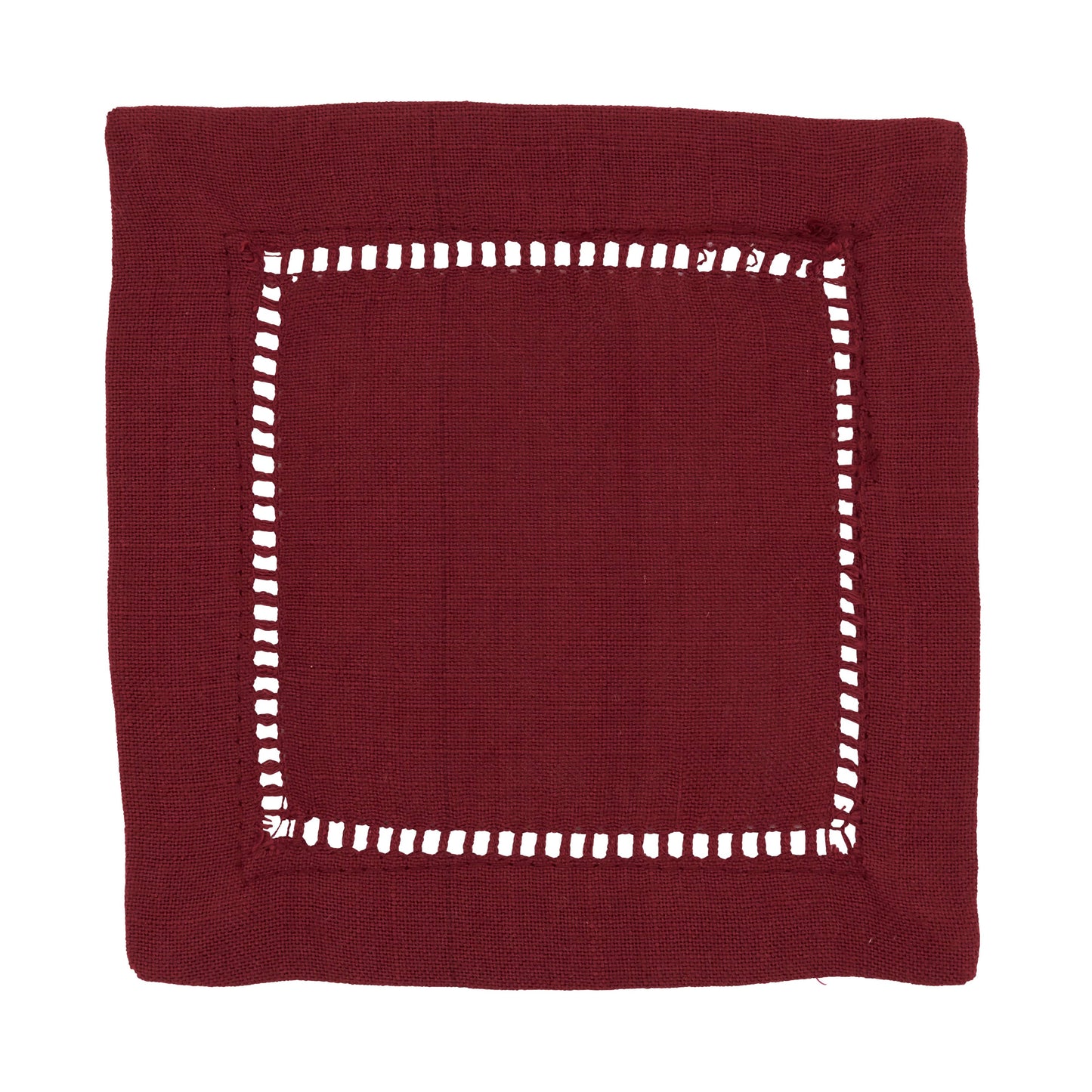 Poly Hemstitched Cocktail Napkin: White / 6"