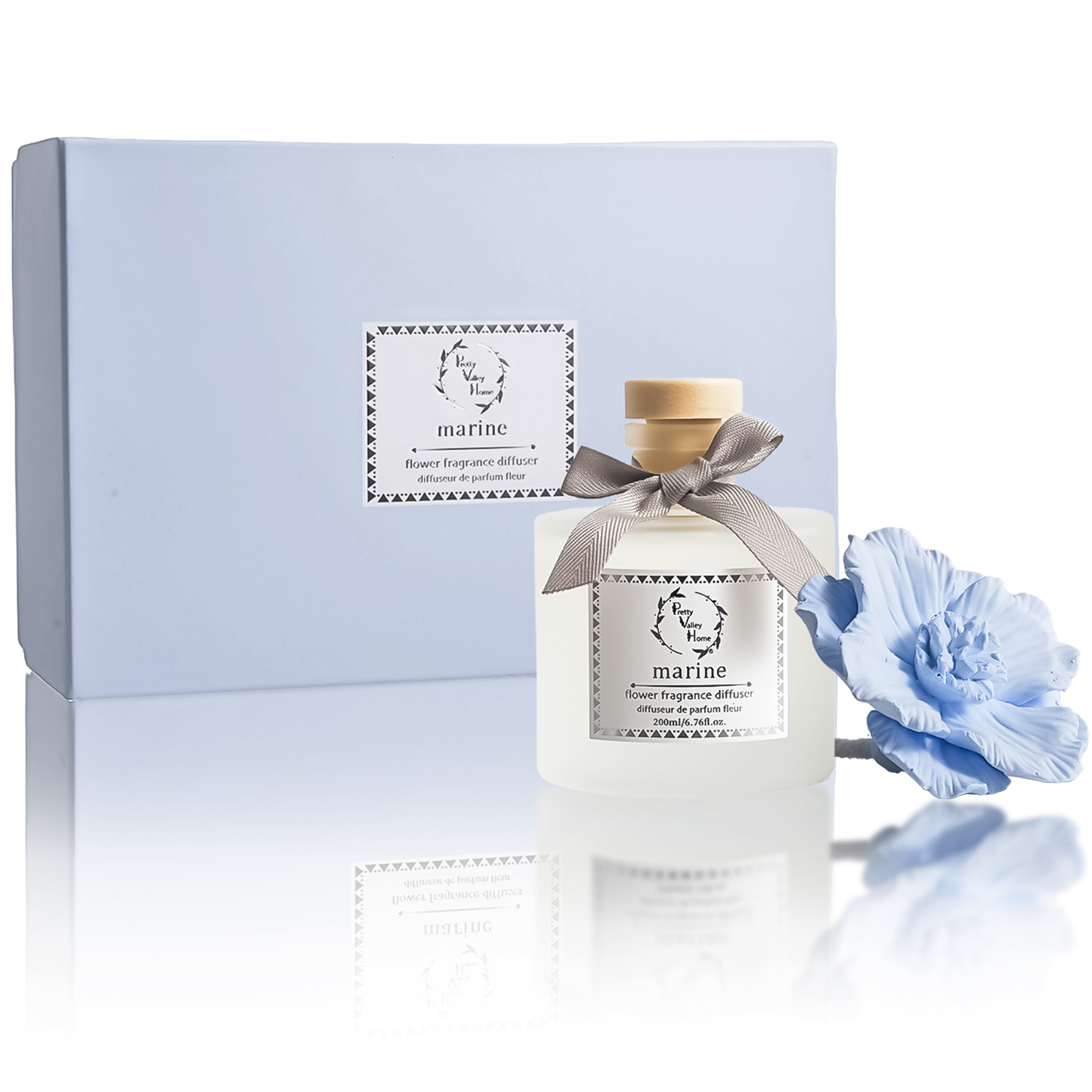 Diffuser Sets Gifts Ceramic Flower (2025)-Pretty Valley Home: White Jasmine-White