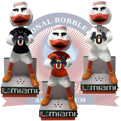 Sebastian the Ibis Miami Hurricanes Fight Song Mascot Bobbleheads: Basketball - Green Jersey