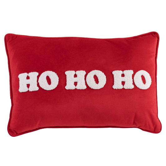 HoHoHo Embroidered Pillow   Red/White   13x20