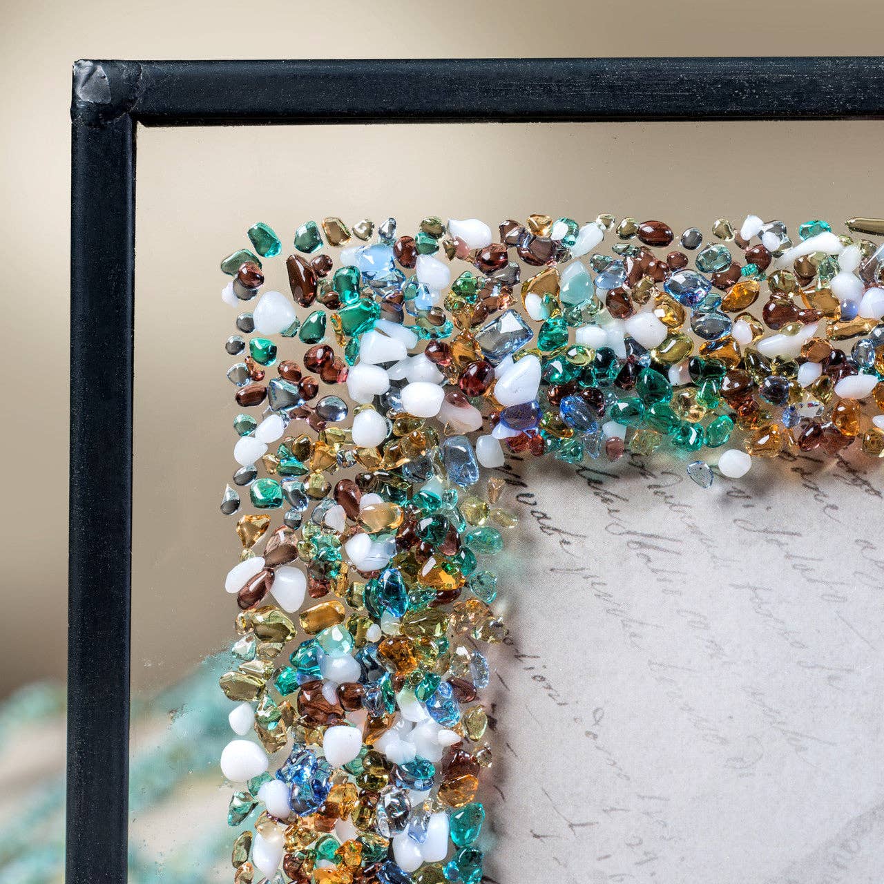 Fused Glass Chips on Clear Frame 4x6