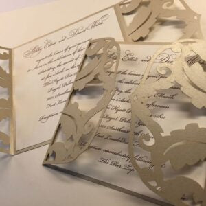 Demask Laser Cut Leaf Invitation by Bliss Imprints