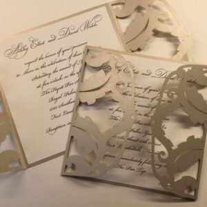 Demask Laser Cut Leaf Invitation by Bliss Imprints