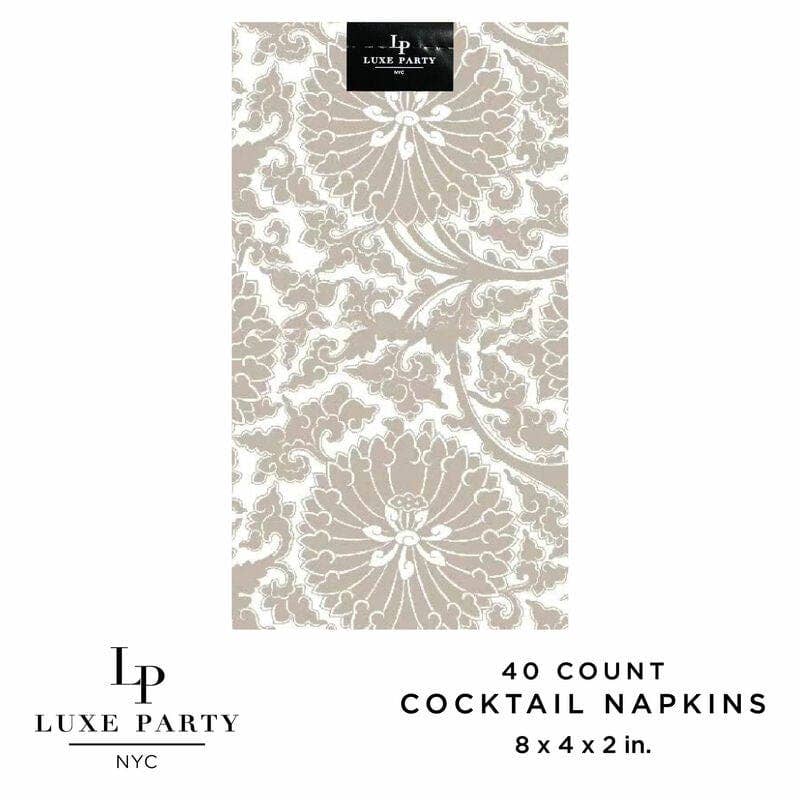 Linen Toile Paper Dinner Napkins | 40 Napkins: 40 Guest Napkins - 4.5" x 7.75"