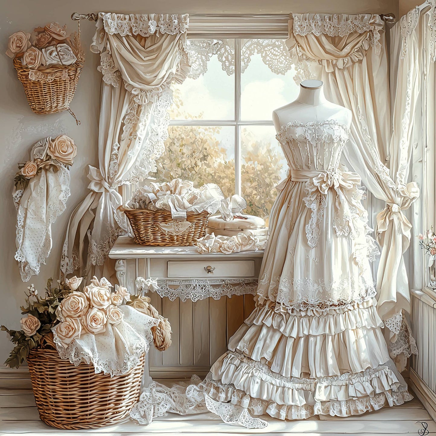 Victorian Bridal Cards: Organza Lace