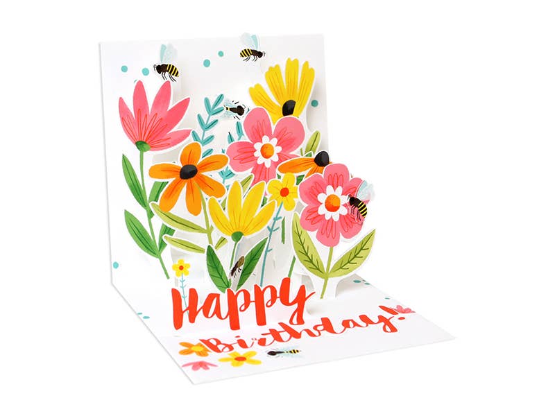 Bees And Flowers Birthday Pop-Up Card