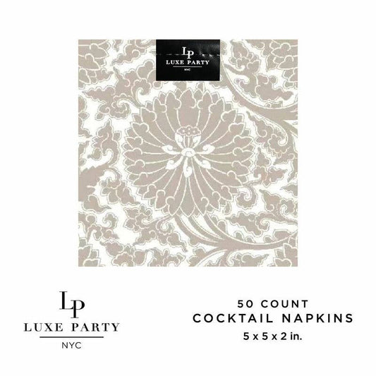 Linen Toile Paper Cocktail Napkins | 50 Napkins : 50 Beverage Napkins - 5" x 5"