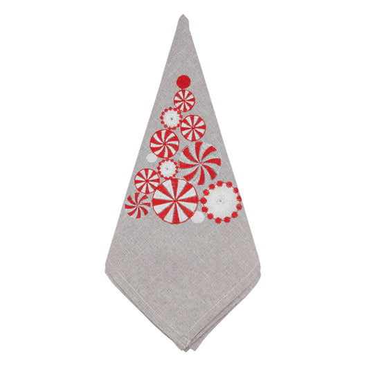 Peppermint Christmas Tree Napkin: Silver / 20"