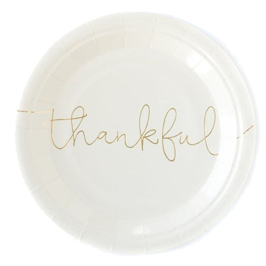 7" Gold Foil Thankful Plate-S/8