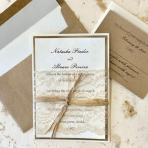 Lace Wrapper Raffia Invitation by Bliss Imprints