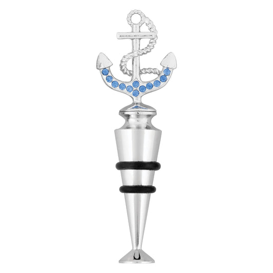 Crystal Anchor Wine Bottle Stopper: 4 1/2" L / Crystal, Zinc Alloy