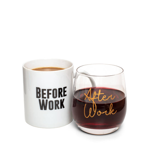 Before & After Work Mug & Glass Set