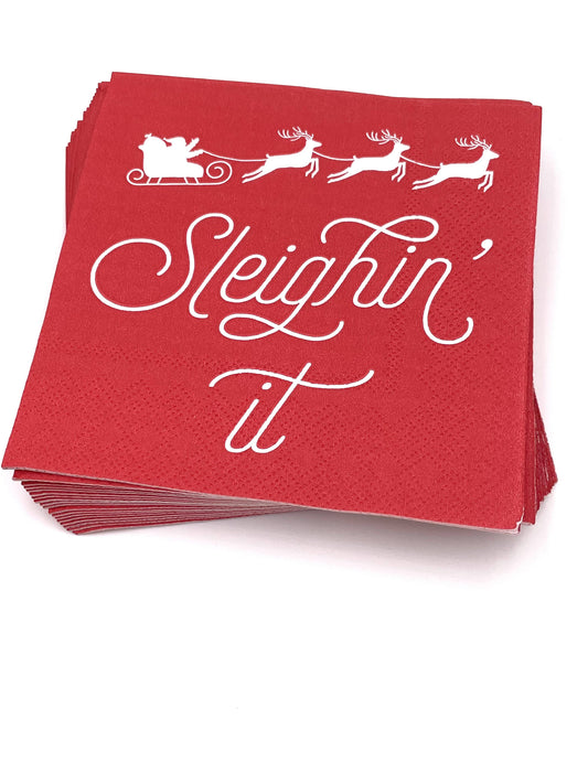 Sleighin It | Funny Christmas Cocktail Napkins - 20ct