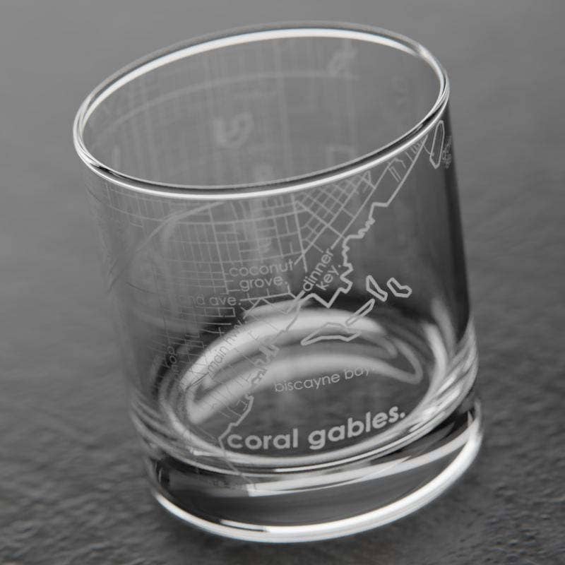 Coral Gables Engraved Rocks Glass
