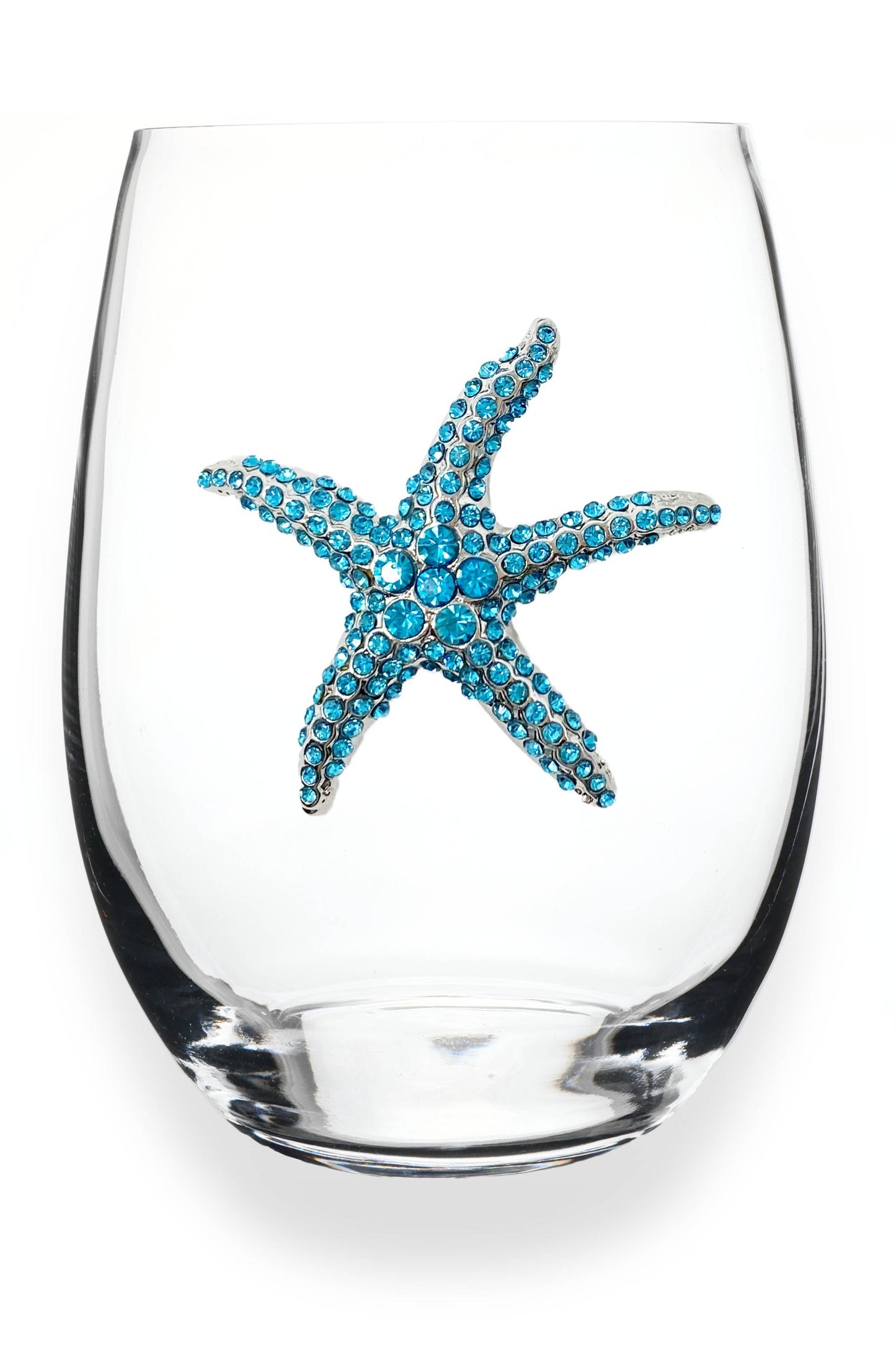 Blue Starfish Jeweled Stemless Wine Glass